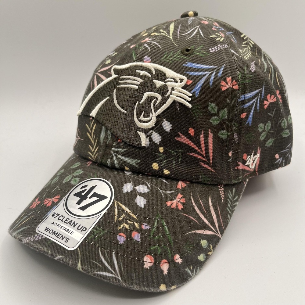 Carolina Panthers 47 Brand Hat Cap Strap Back Womens Clean Up NFL‎ Floral NEW